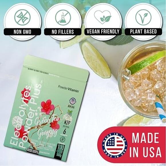 NWT PowderVitamin Electrolytes 100 Servings Green Tea Ginseng Keto Sugar Free - Picture 4 of 5